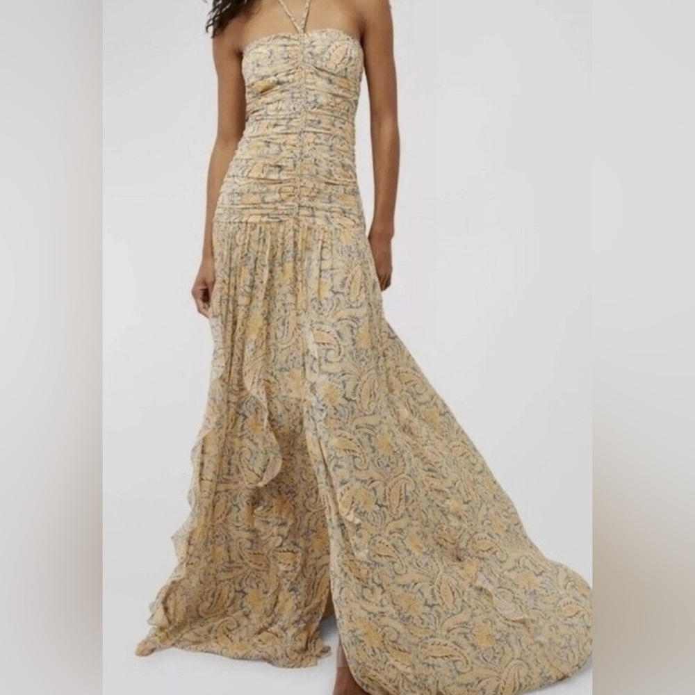 Elegant Paisley Silk Maxi Dress